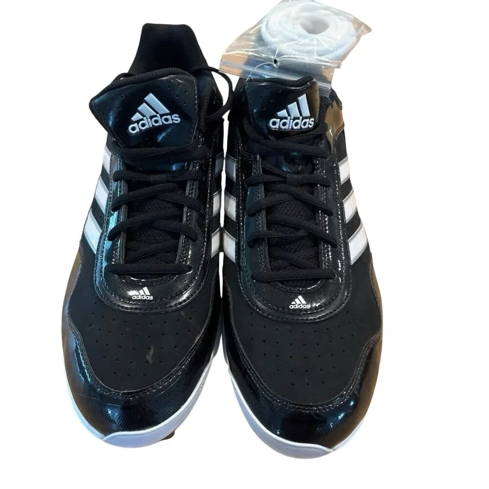 Adidas Baseball Cleat Sz 14 Men's Black New without Box Extra White Laces
